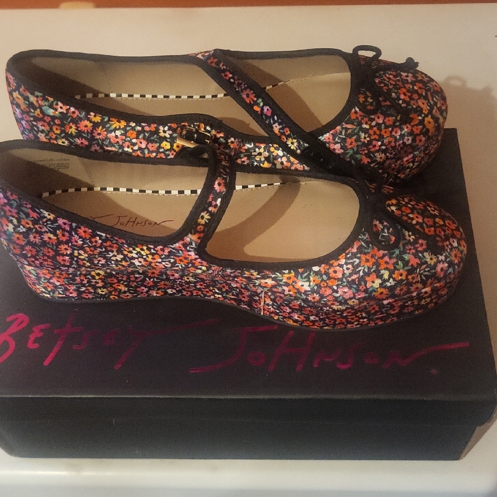 Betsey Johnson Floral Mary Jane Flats - Multicolor